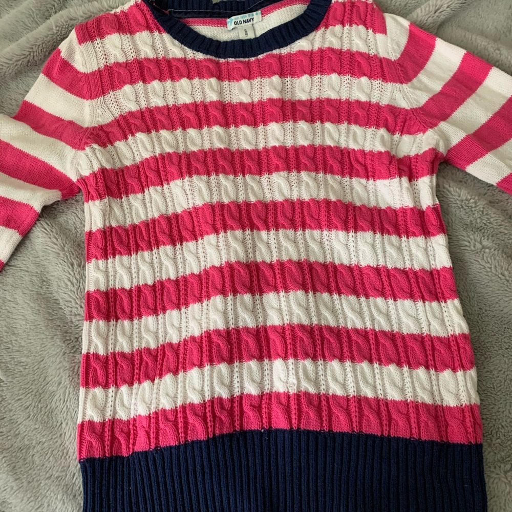 Knitted Pink and White Stripped Sweater